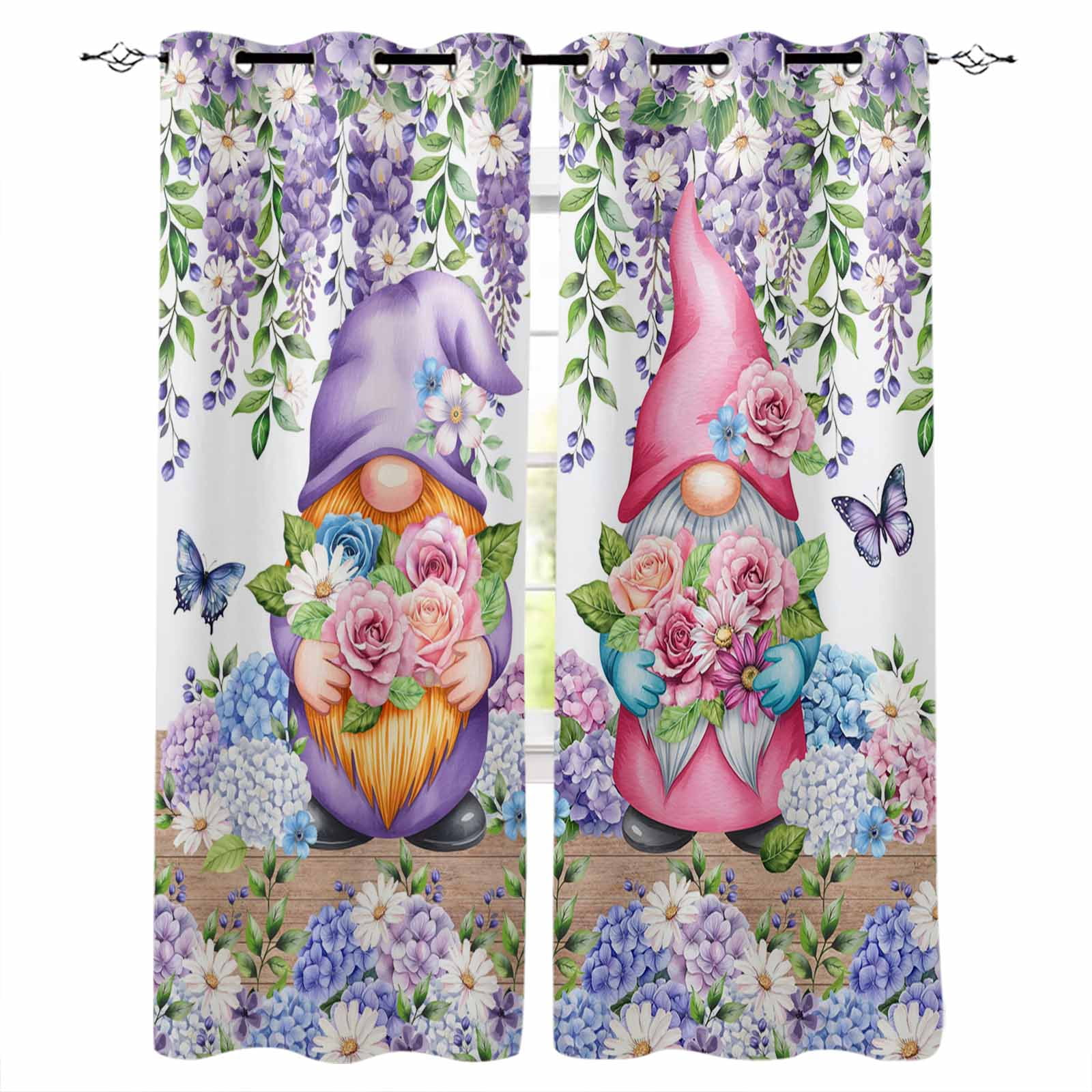 Blue Purple Gnomes Black Out Curtains 84 Inch Long for Living Room ...