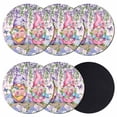 thumbnail image 1 of Blue Purple Gnomes Coasters Set of 6, Absorbent Coasters for Drinks, Spring Hydrangea Flower Leaf Pink Plaid Coaster for Desk Coffee Table Protection, Home Decor House Warming Gifts 4", 1 of 8