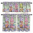 thumbnail image 1 of Blue Purple Gnomes Kitchen Curtains Sets for Windows 36 Inch Length, Spring Hydrangea Flower Leaf Green Plaid Rod Pocket Window Treatments Tier Curtains and Valances Set for Bedroom/Bathroom, 1 of 8