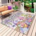 thumbnail image 1 of Blue Purple Gnomes Outdoor Rug 3x5 Ft, Non Slip Washable Area Rug, Spring Hydrangea Flower Leaf Pink Plaid Patio Rugs Carpet Runner, Large Floor Mat for Indoor/Outdoor Deck Porch Camping, 1 of 8