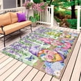 thumbnail image 1 of Blue Purple Gnomes Outdoor Rug 6x9 Ft, Non Slip Washable Area Rug, Spring Hydrangea Flower Leaf Green Plaid Patio Rugs Carpet Runner, Large Floor Mat for Indoor/Outdoor Deck Porch Camping, 1 of 8