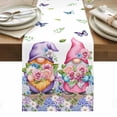 thumbnail image 1 of Blue Purple Gnomes Table Runner - 90 Inch Long, Kitchen Dining Table Runner Dresser Scarves, Spring Country Hydrangea Flower Leaf Farmhouse Decor for Coffee Tables Wedding Party Banquet, 1 of 8