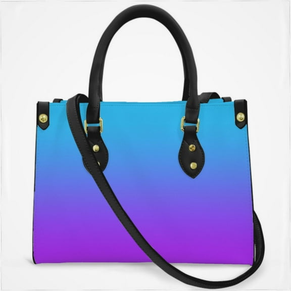 Blue Purple Gradient Cross Body Bags For Women Small Leather Female Handbags Fashion Top-Handle Totes