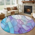 thumbnail image 1 of Blue Purple Gradient Round Living Room Rugs 8 ft, Abstract Glass Geometric Marble Modern Washable Large Area Rug with Non-Slip Sturdy Edge Binding Round Carpet for Dining Room Kitchen Office, 1 of 9