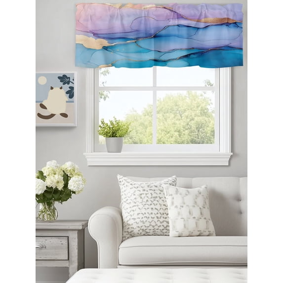 Blue and Purple Gradient Water Ripples Valances for Windows,Kitchen ...