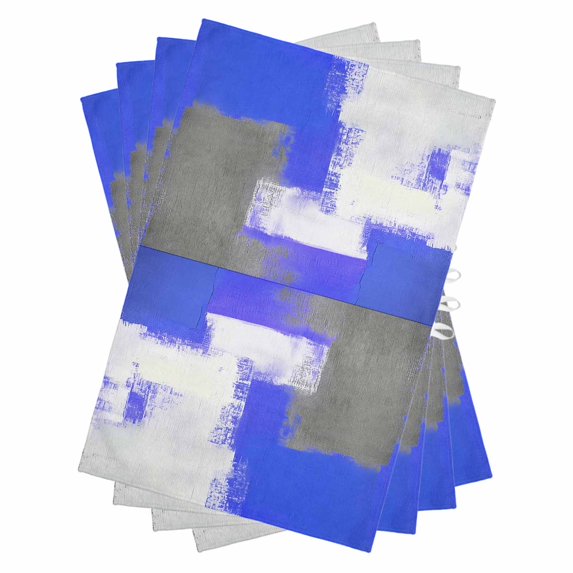 Blue Purple Gray Kitchen Towels Set of 4, Water Absorbent Dish Towel, Abstract Geometric Oil Painted Contemporary Decorative Hand Towels - Quick Drying Cloth for Cooking Baking, 18x28 Inch