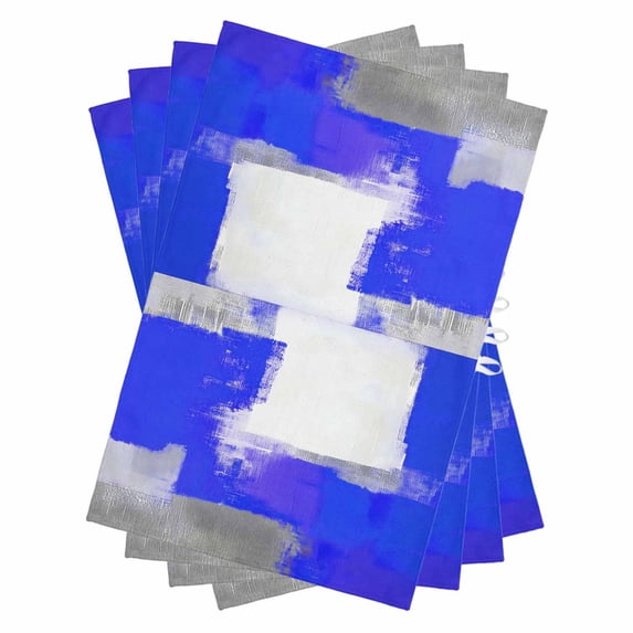 Blue Purple Gray Kitchen Towels Set of 4, Water Absorbent Dish Towel, Geometric Abstract Oil Painted Modern Decorative Hand Towels - Quick Drying Cloth for Cooking Baking, 18x28 Inch