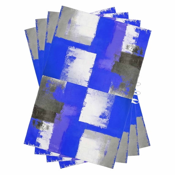 Blue Purple Gray Kitchen Towels Set of 4, Water Absorbent Dish Towel, Modern Geometric Abstract Oil Painted Decorative Hand Towels - Quick Drying Cloth for Cooking Baking, 18x28 Inch