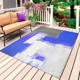 thumbnail image 1 of Blue Purple Gray Outdoor Rug for Patio/Deck/Porch, Non-Slip Large Area Rug 5 x 7 Ft, Abstract Geometric Oil Painted Contemporary Indoor Outdoor Rugs Washable Area Rugs, Camping Rug Carpet Runner, 1 of 8