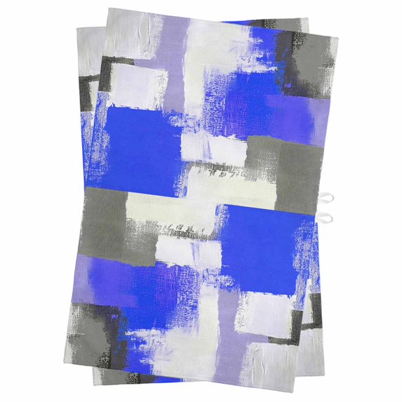 Blue Purple Grey Kitchen Towels Set of 2, Water Absorbent Dish Towel, Geometric Oil Painting Modern Abstract Decorative Hand Towels - Quick Drying Cloth for Cooking Baking, 18x28 Inch