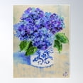 thumbnail image 1 of Blue Purple Hydrangea Flowers In Chinoiserie Vase Poster Wall Art, Modern Wall Decor For Living Room Bedroom, 12x18 UNFRAMED, 1 of 2