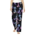Blue Purple Jellyfish Print Women's Pajama Bottoms, Long Comfy Womens