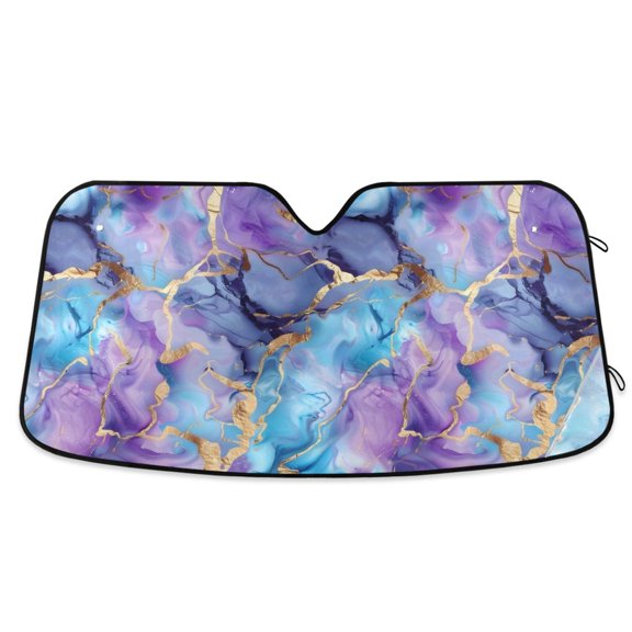 Blue Purple Marble Car Windshield Sun Shade Foldable Car Front Window Visor Heat and UV Protection 53x23.5