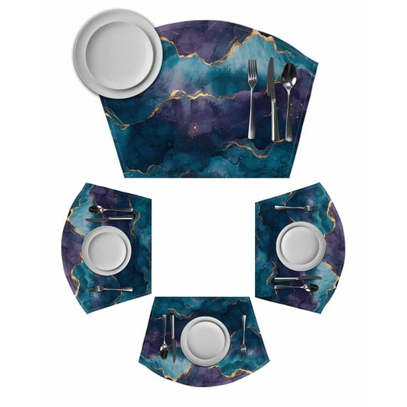 Blue Purple Marble Round Table Placemats Set of 2 Wedge Placemats ...