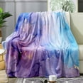 thumbnail image 1 of Blue Purple Marble Throw Blanket, Gold Marble Texture Abstract Modern Women Girls Blanket, Cozy Warm Soft Lightweight Fluffy Fuzzy Plush Flannel Fleece Blanket for Couch, Sofa, 30"x40", 1 of 1