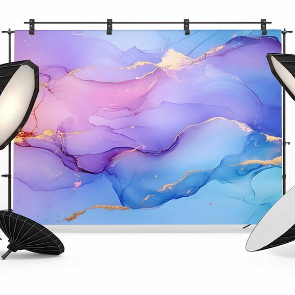 Blue Purple Ombre Backdrop for Photoshoot,Photography Photo Studio Background Wall Backdrop,Marble Abstract Modern Ink Painting Back Drop Banner Panel for Portraits Wedding Party Live Streaming 7x5Ft
