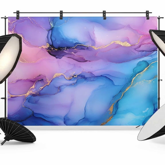 Blue Purple Ombre Backdrop for Photoshoot,Photography Photo Studio Background Wall Backdrop,Marble Modern Ink Painted Abstract Back Drop Banner Panel for Portraits Wedding Party Live Streaming 7x5Ft