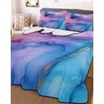 thumbnail image 1 of Blue Purple Ombre Full Size Down Alternative Comforter, Lightweight Comforter Quilt Bedding Set with Pillow Shams Marble Modern Ink Painted Abstract All Seasons Bed Comforter Duvet Insert 78"x90", 1 of 7