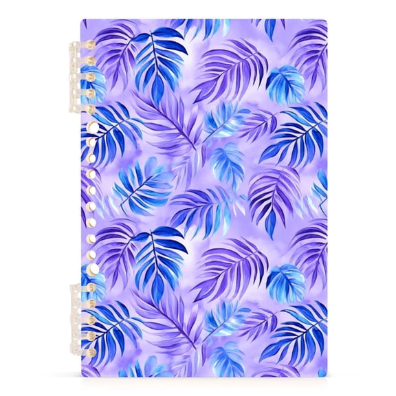 Blue Purple Palm Leaves Notebooks 1-subject Journal 60 Sheets A5 College Ruled Paper Detachable Ring 8.3"x5.7"