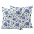 thumbnail image 1 of Blue Purple Pillow Covers 2 Pack Hydrangea Eucalyptus Leaves Country Farmhouse Pillowcase Waterproof Outdoor Throw Pillow Cover for Patio Garden Square Cushion 26”x26”, 1 of 9