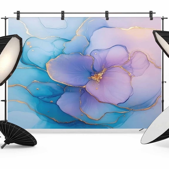 Blue Purple Pink Floral Marble Backdrop for Photography,Fabric Photo Background Backdrop,Contemporary Abstract Art Photo Booth Background for Portrait Photoshoot Video Wedding Decoration Banner 7x5ft