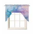 thumbnail image 1 of Blue Purple Pink Floral Marble Kitchen Swag Valances for Windows, Contemporary Abstract Art Swag Valances Curtains for Living Room, Rod Pocket Window Treatments for Bathroom, Bedroom, Cafe, 56"x36", 1 of 6