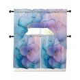 thumbnail image 1 of Blue Purple Pink Floral Marble Swag Curtains for Living Room/Bedroom Windows, Contemporary Abstract Art Kitchen Curtains and Valances Set 36 Inch Length, Light Filtering Swags Valance Curtain Panels, 1 of 5