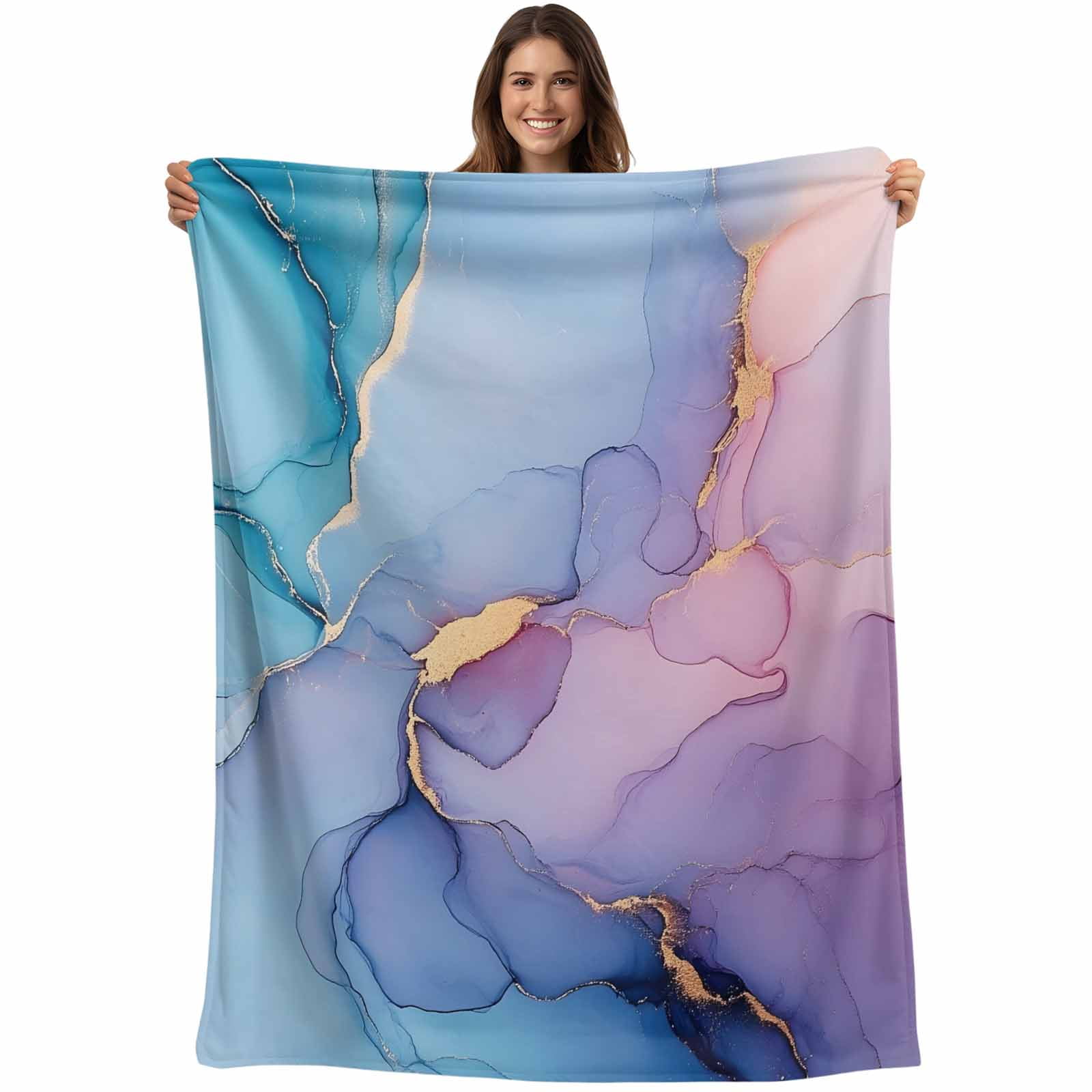 Blue Purple Pink Ombre Blanket Soft Cozy Warm Throw Blanket for Couch ...