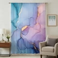 thumbnail image 1 of Blue Purple Pink Ombre Sheer Curtains 45 Inches Long, Modern Marble Abstract Light Filering Curtains, Breathable Simi Curtain Privacy Drapes for Kitchen Bathroom Lightweight Small Window Treatment, 1 of 9