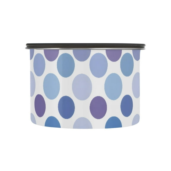 Blue & Purple Polka Dots Airtight Coffee Bean Canister 17oz Food Storage Containers with Lids For Gournd, Tea, Sugar, Flour, Rice, Cereal, Candy Cookie Jar