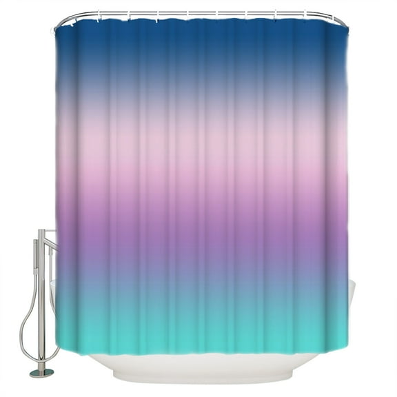 Blue Purple Shower Curtain, 36" x 72", Pink Teal Gradient Waterproof Bathroom Curtain Washable Shower Curtain Set with 12 Hooks