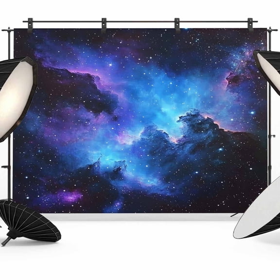 Blue Purple Sky Backdrop for Photography, Fabric Photo Background Backdrop, Modern Abstract Night Stars Photo Booth Background for Portrait Photoshoot Video Wedding Studio Decoration Banner 7x5ft