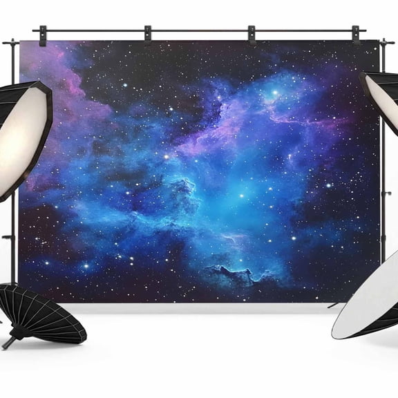 Blue Purple Sky Backdrop for Photoshoot, Photography Photo Studio Background Wall Backdrop, Abstract Modern Stars Space Back Drop Banner Panel for Portraits Wedding Party Live Streaming Decor 7x5Ft
