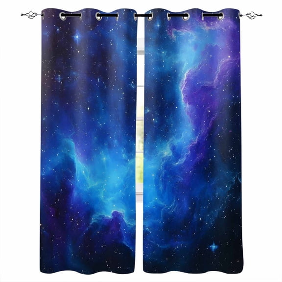 Blue Purple Sky Blackout Curtains for Bedroom Living Room Darkening Curtains 96 Inches Long Abstract Modern Art Clouds Window Curtain 2 Panels Set Insulated Window Treatment Grommet Drapes 52"x96"