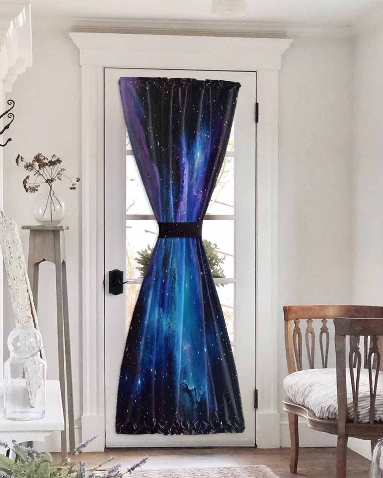 Czrouz Night Sky Blackout Curtains For Girls Boy Home Decor, Dark Blue Cosmic Nebula Sparkly Stars Grommet Thermal Insulated Drapes Darkening Window Curtain For Bedroom Living Room, 72 X 63 Inch