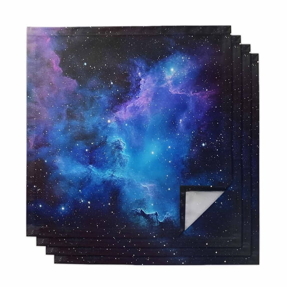 Blue Purple Sky Cloth Napkins, Abstract Modern Stars Space Washable and Reusable Dinner Napkins Set of 4, Table Napkin for Kitchen Party Birthday Wedding Hotel Housewarming 20"x20"