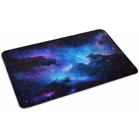 Blue Purple Sky Door Mat Indoor Outdoor Entrance, Non Slip Small Rug for Kitchen Bathroom Entryway Rug, Modern Abstract Night Stars Washable Doormat Floor Mat for Office Home Decor 16x24 Inch