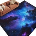 thumbnail image 1 of Blue Purple Sky Large Area Rugs for Bedroom Living Room, Soft Non Slip Carpet Bedside Rug, Modern Abstract Night Stars Rectangular Floor Cover Kitchen Accent Rug 5'x7' for Dining Room/Office, 1 of 9