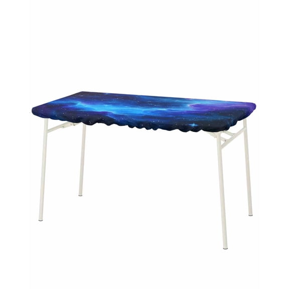 Blue Purple Sky Rectangle Tablecloth, Waterproof Elastic Fitted Table Covers for 8 Foot Tables, 32x96inch Decorative Tablecloths for Picnic, Camping, Indoor, Outdoor, Abstract Modern Art Clouds