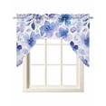 thumbnail image 1 of Blue Purple Swag Valance and Tier Curtains Set Pansy Flowers Abstract Watercolor Ombre Petals Kitchen Curtains 3 Piece Set Rod Pocket Panels for Bedroom Cafe 56x36 inch, 1 of 6