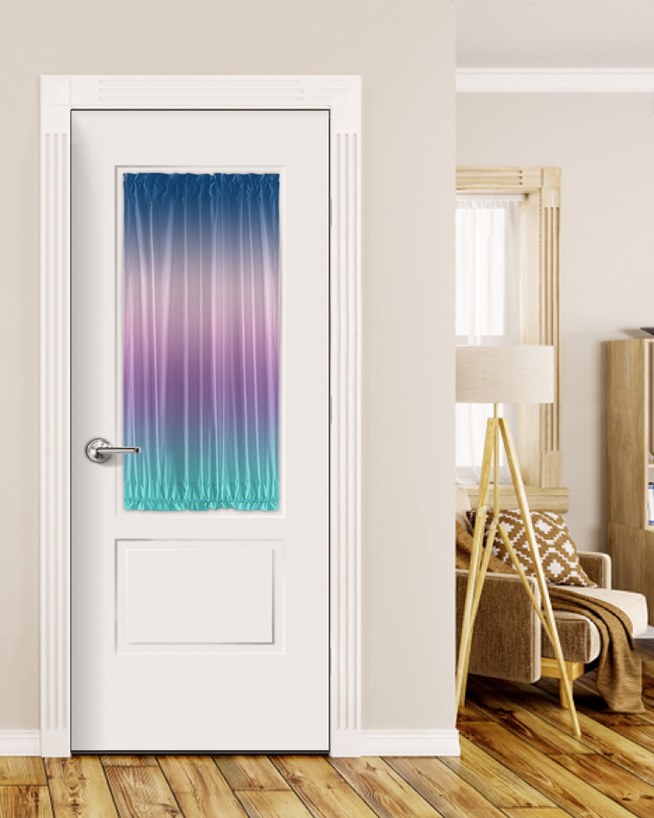 Blue Purple Teal Ombre Cream Blackout Door Curtains for French, Glass ...