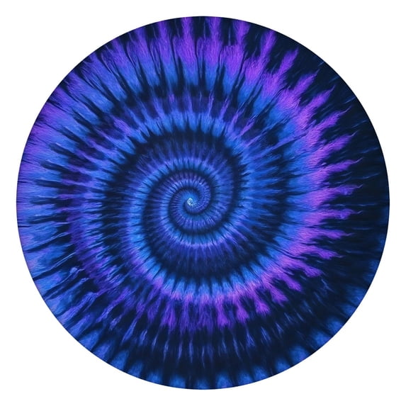 Blue Purple Tie Dye Mandala Pattern Round Fitted Tablecloth with Elastic Edge,Dining Table Cover Waterproof,Outdoor Round Tablecloth for Camping,Dining,Indoor and Outdoor