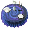 thumbnail image 1 of Blue Purple Tie Dye Mandala Pattern Round Tablecloth 60"x60",Wrinkle Wipeable Table Cloth for Kitchen Dining Room Picnic Patio Party, 1 of 6