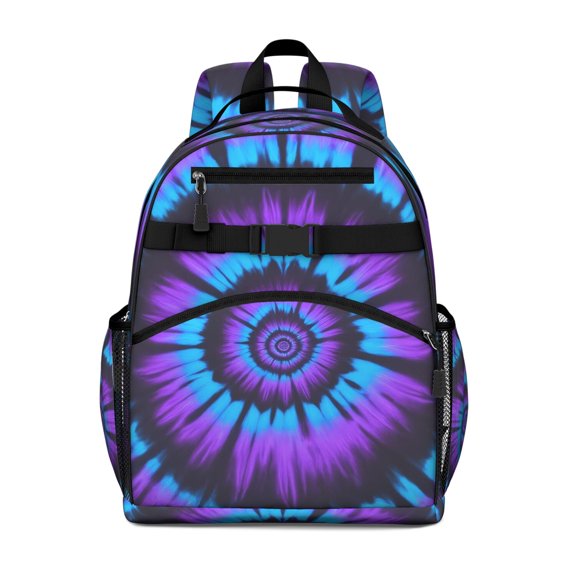 Blue Purple Tie Dye Pattern Backpack for School,Cute School Bag,Schoolbag with Adjustable Shoulder Straps & Padded Back,15.25"x11.5"x5.25"