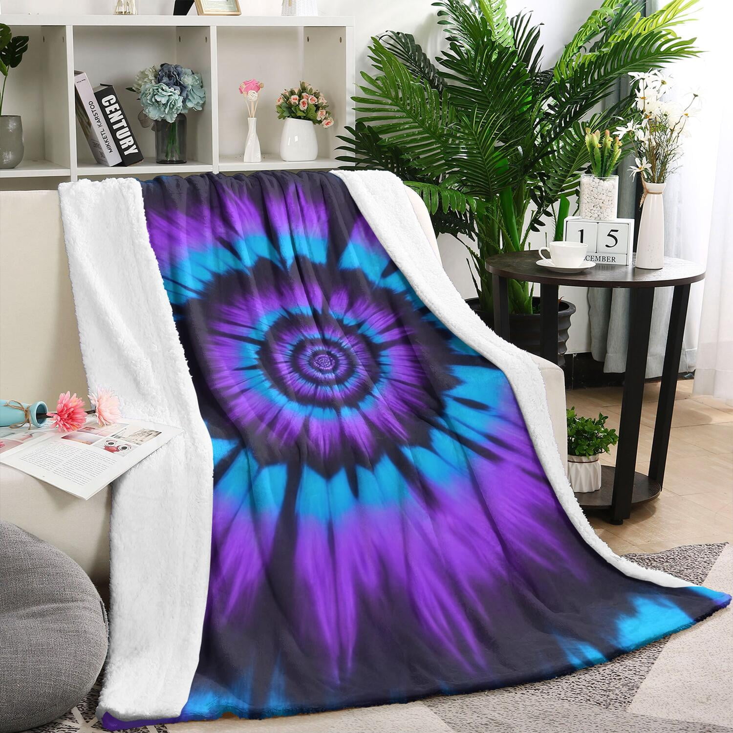 Blue Purple Red Paisley Pattern Print Hooded Blanket