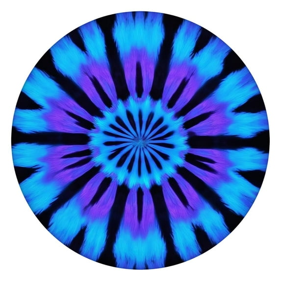 Blue Purple Tie Dye Pattern Round Fitted Tablecloth with Elastic Edge,Dining Table Cover Waterproof,Outdoor Round Tablecloth for Camping,Dining,Indoor and Outdoor