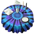 thumbnail image 1 of Blue Purple Tie Dye Pattern Round Tablecloth 60"x60",Wrinkle Wipeable Table Cloth for Kitchen Dining Room Picnic Patio Party, 1 of 6
