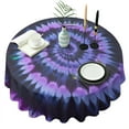 thumbnail image 1 of Blue Purple Tie Dye Pattern Round Tablecloth 60"x60",Wrinkle Wipeable Table Cloth for Kitchen Dining Room Picnic Patio Party, 1 of 6