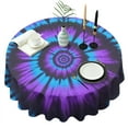 thumbnail image 1 of Blue Purple Tie Dye Pattern Round Tablecloth 60"x60",Wrinkle Wipeable Table Cloth for Kitchen Dining Room Picnic Patio Party, 1 of 6