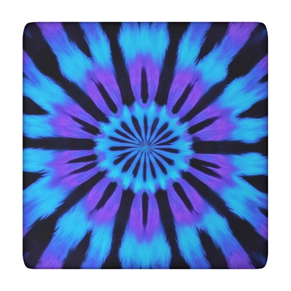 Blue Purple Tie Dye Pattern Square Fitted Tablecloth with Elastic Edge,Square Table Cover,Washable Elastic Table Cover for Home Kitchen Party Decor 34"x34"